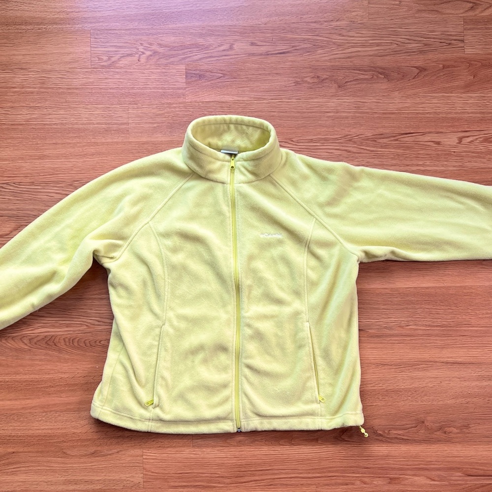 Columbia Neon Yellow fleece 2X women’s - soft fun highlighter plus size xxl